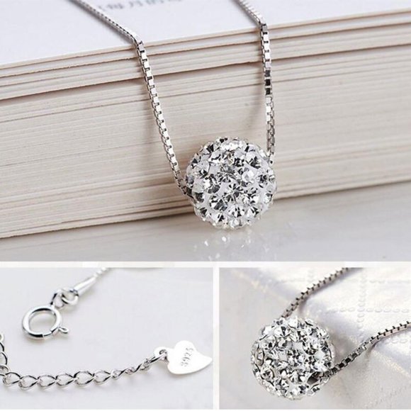 NEW Silver Simple Zircon Ball Necklace - Picture 3 of 4